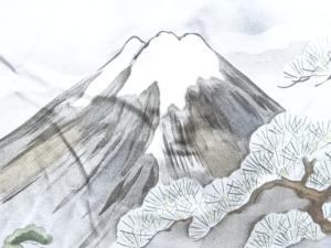 アンティーク　風景模様男物長襦袢